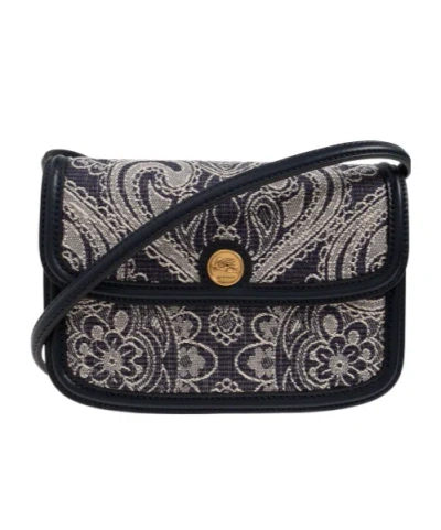 Etro Logo Shoulder Bag In Black