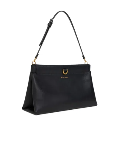 Etro Logo Shoulder Bag In Black