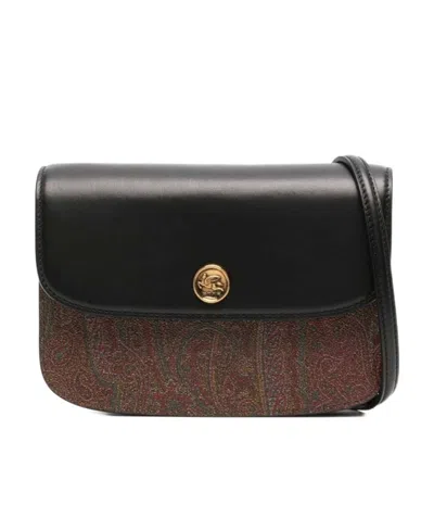 Etro Logo Shoulder Bag In Black