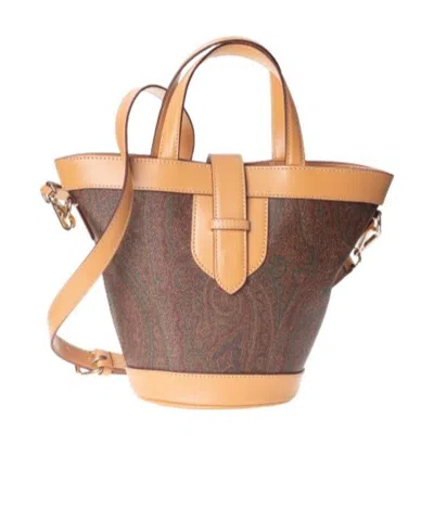 Etro Logo Shoulder Bag In Brown