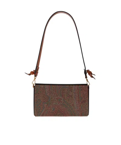 Etro Logo Shoulder Bag In Brown