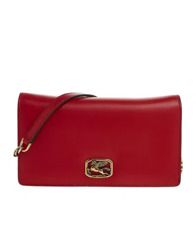 Etro Logo Shoulder Bag In Red