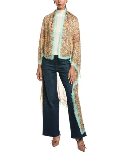 Etro Logo Silk-blend Shawl In Neutral