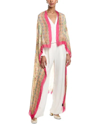 Etro Logo Silk-blend Shawl In Yellow