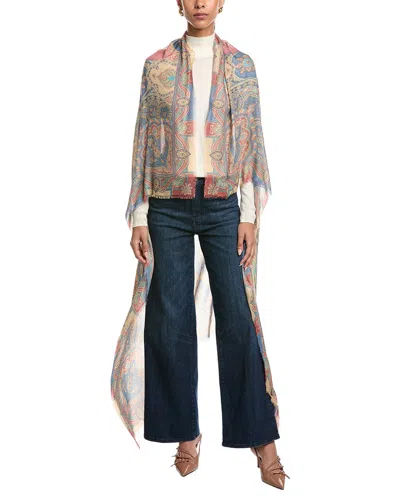 Etro Logo Silk-blend Shawl In Multi