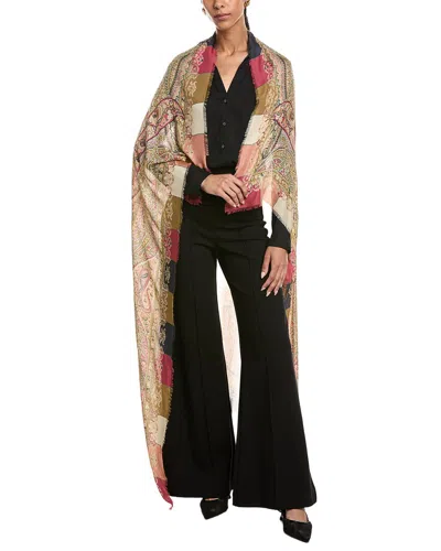 Etro Logo Silk-blend Shawl In Multi