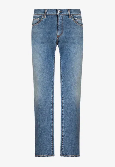 Etro Logo Slim Jeans In Blue