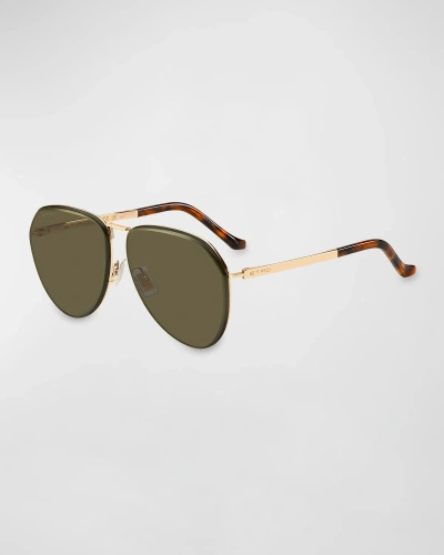 Etro Logo Stainless Steel Aviator Sunglasses In 0000 Rose Gold Qt