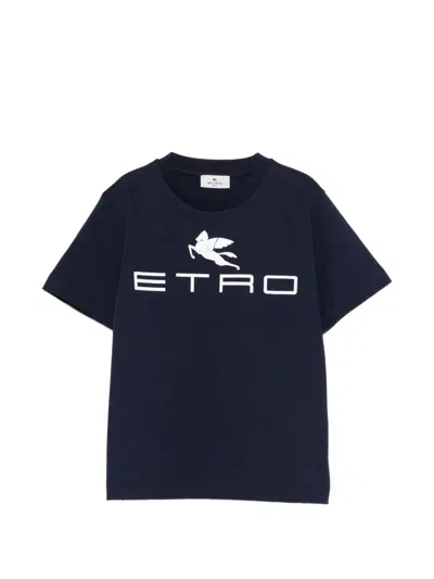 Etro Kids' Logo T-shirt In Blue