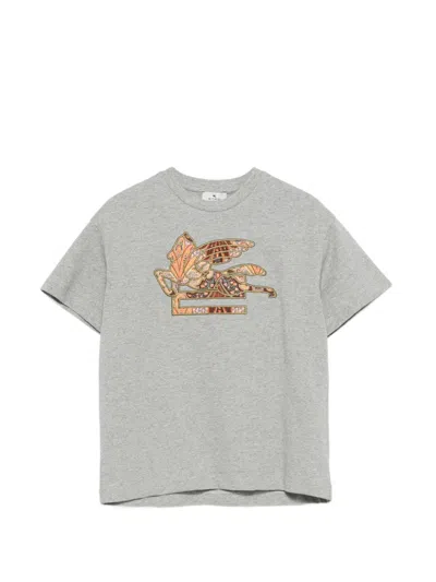 Etro Logo T-shirt In Gray