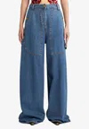 Etro Belted Wide-leg Crop Denim Trousers In Blue