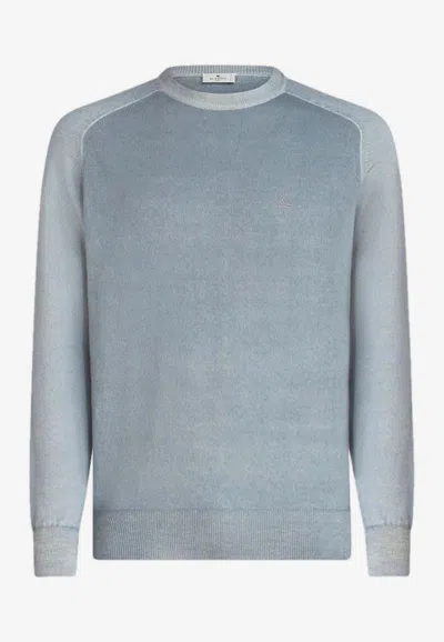 Etro Logo Wool Sweater In Gray