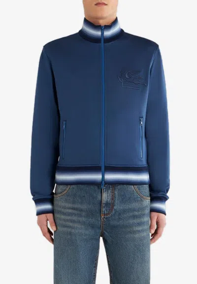Etro Logo Zip-up Sweatshirt In Navy