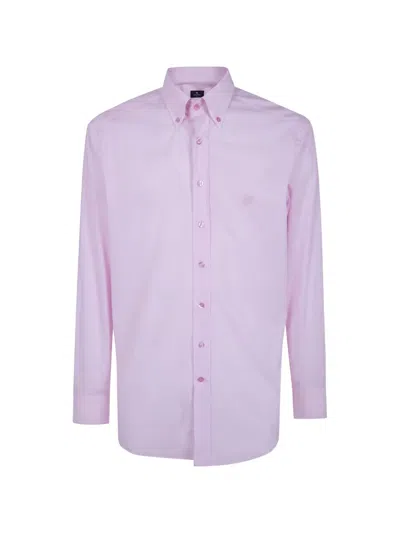 Etro Logo-embroidered Button-down Shirt In Pink