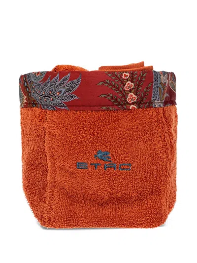 Etro Logo-embroidered Paisley-trim Towel Set (set Of Five) In Orange