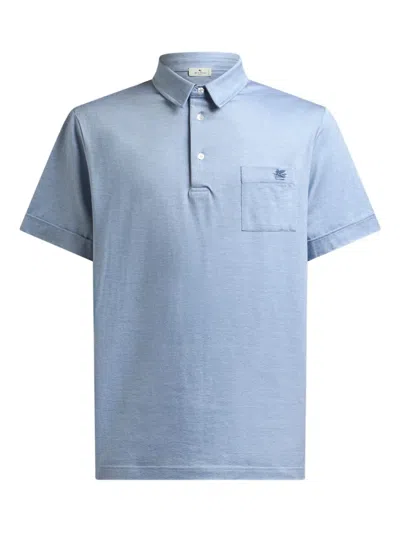 Etro Logo-embroidered Polo Shirt In Blue