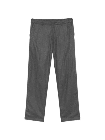 Etro Logo-embroidered Straight-leg Trousers In Gray