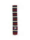 Etro Logo-embroidered Stripe-pattern Tie In Red