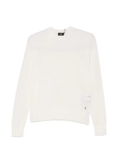 Etro Logo-plaque Crew-neck Sweater In White