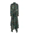 Etro Multicolor Long Dress With Self-tie Belt And All-over Floral Print In Silk Woman In Green