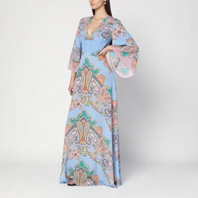 ETRO ETRO  LONG BLUE DRESS WITH PAISLEY PRINT