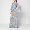 Etro Multicolor Long Dress With All-over Paisley Print And V-neck In Silk Woman In Pink