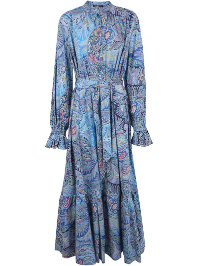 Etro Long Chemisier Dress In Blue