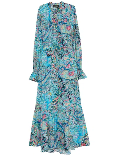 Etro Long Chemisier Dress In Multi