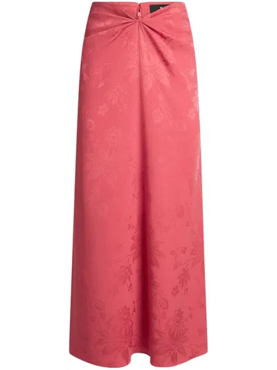 Etro Long Coral Leaf Skirt For Women In Pink