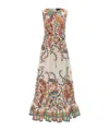 Etro Long Cotton Dress With Placed Floral Paisley Print In Multi
