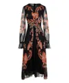 Etro Floral Silk Chiffon Long-sleeved Midi Dress In Black