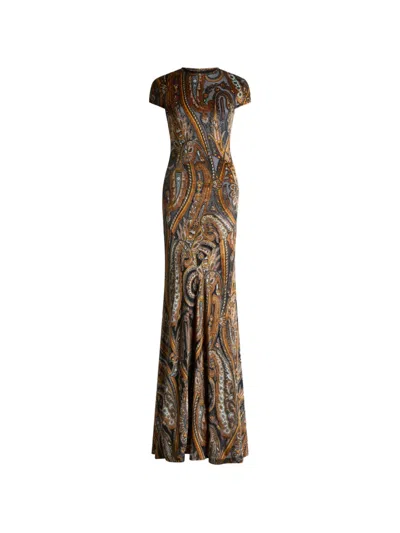 Etro Long Dress In Jersey With Paisley Motif In Multi
