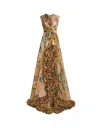 Etro , Printed Silk Bustier Dress With Ruching, Woman, Navy Blue, Size 44 In Blue
