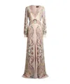 Etro , Long Dress In Printed Stretch Sable, Woman, Powder Pink, Size 46 In Neutral