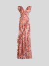 Etro Long Dress With Ruffles And Cut-out