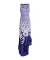 Etro Medallion Paisley Jersey Asymmetric Backless Dress In Blue