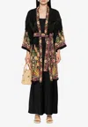Etro Silk Jacquard Kesa Robe With Belt In Multicolor