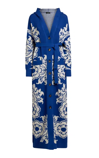 Etro Long Knit Cardigan In Blue