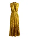 Etro Leafy Jacquard Sleeveless Midi Dress In Yellow