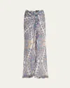 Etro Women's Long Natural Silk Skirt Est Amebas In Print On White Base