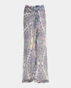 Etro Women's Long Natural Silk Skirt Est Amebas In Print On White Base