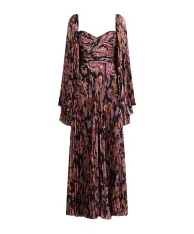 Etro Long Pleated Dress In Schwarz