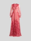 Etro Printed Twisted Silk Maxi Dress In Pink