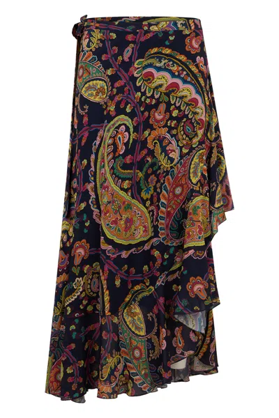 Etro Long Printed Skirt In Multi