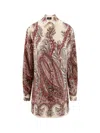 Etro Paisley Print Silk Shirt With Collared Neck In Pink
