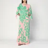 Etro Multicolor Long Dress With Round Neck And All-over Floral Print In Viscose Woman