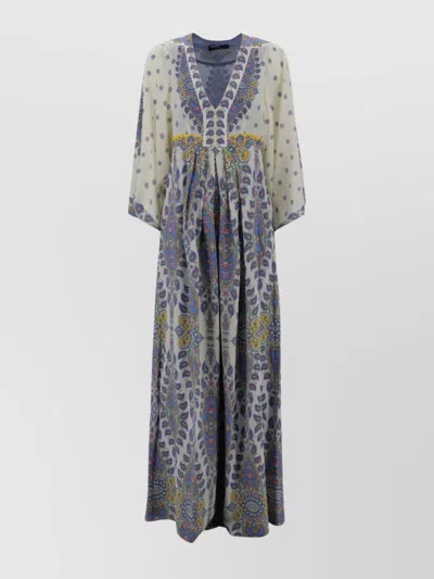 ETRO LONG SILK DRESS WITH PRINTED PATTERNS