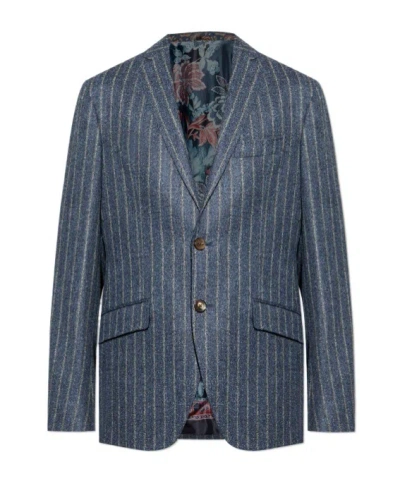 Etro Long Sleeve Blazer In Blue
