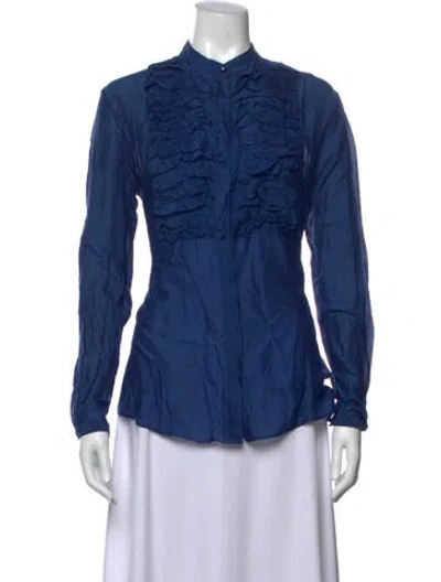 Pre-owned Etro Long Sleeve Blouse In Blue