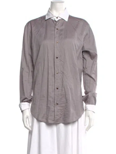 Pre-owned Etro Long Sleeve Blouse In Gray